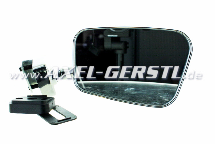 Seitenspiegel, Türfalzmontage chrom, rund/Dm. 98mm, Arm kurz Fiat 500 F/L/R  - Ersatzteile Fiat 500 Oldtimer 126 600