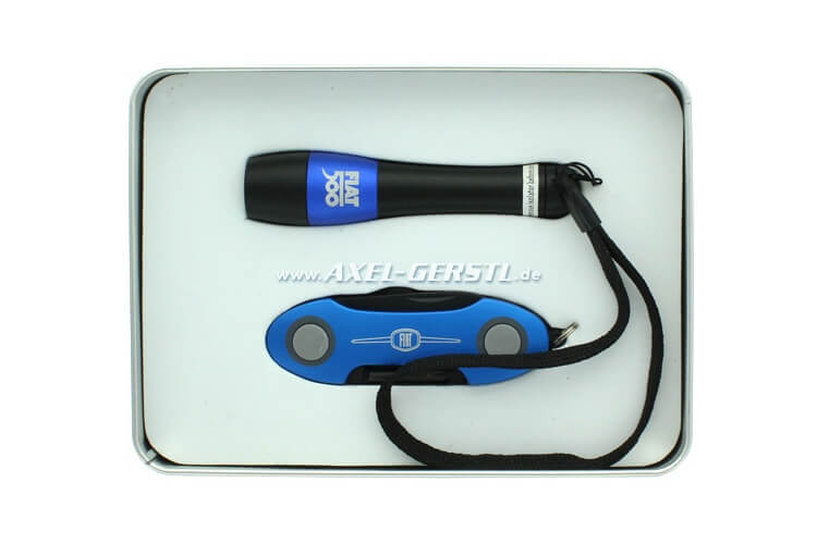 Pocket lamp & knife (blue) in gift package