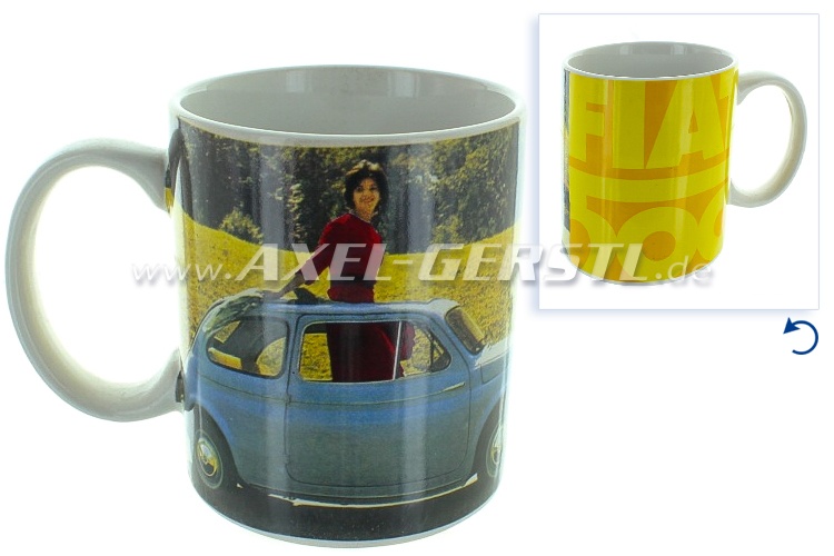 Coffee mug, picture motive Fiat 500 -YELLOW- 