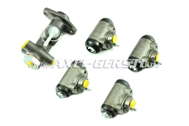 Set of brake cylinders (4 wheel cyl. and 1 main brake cyl.) Fiat 500 N/D/F/L