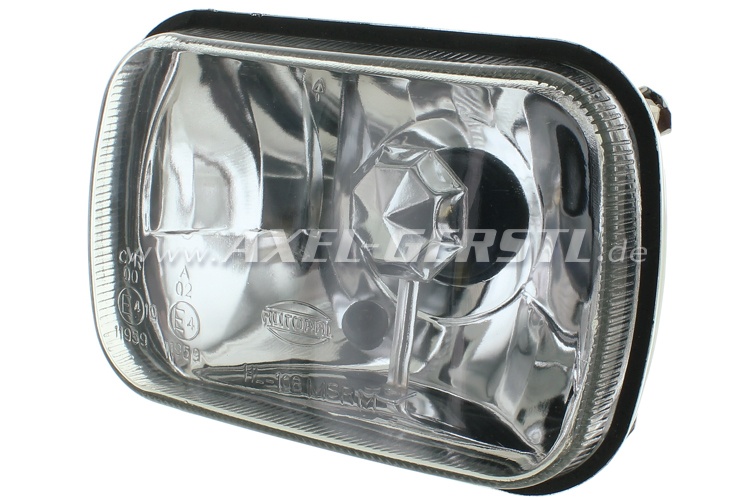 Headlight, clear glass, Bilux, including adapter for H4 Fiat 126 
