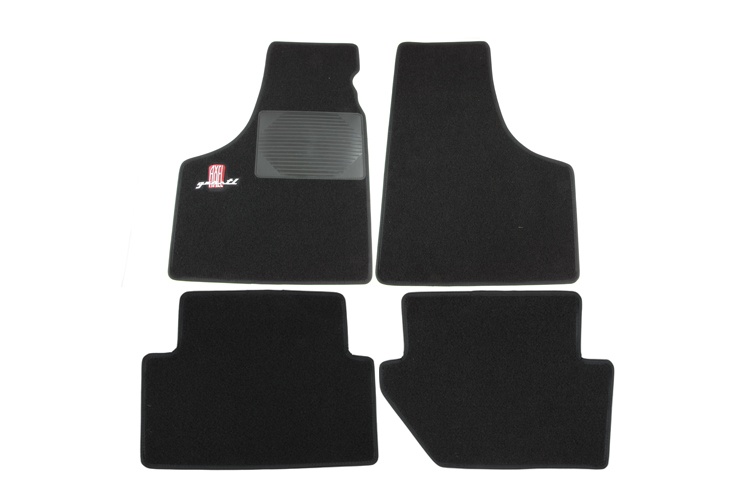 Set of foot mats black with red 'AXEL GERSTL' logo Fiat 500 until '75 / Fiat 600
