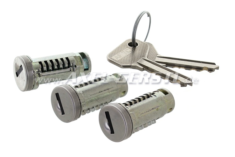 Set of closing cylinders, 2 keys for door locks/engine cover Fiat 126