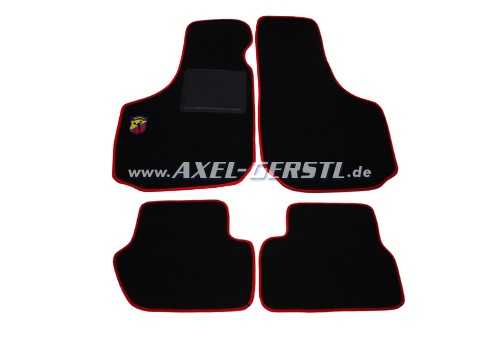 Set of foot mats (black/red) with small Abarth logo Fiat 500 until '75 / Abarth / 126 / 600 