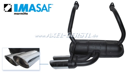 Sport exhaust pipe, IMASAF, double tailspout chrome Fiat 500 R/126 (126 A.5000)