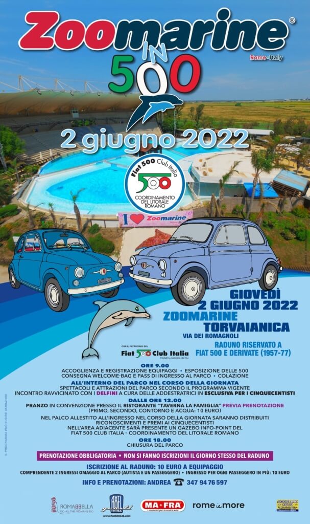 Das Treffen des Fiat 500 Club Italia an der Römischen Küste