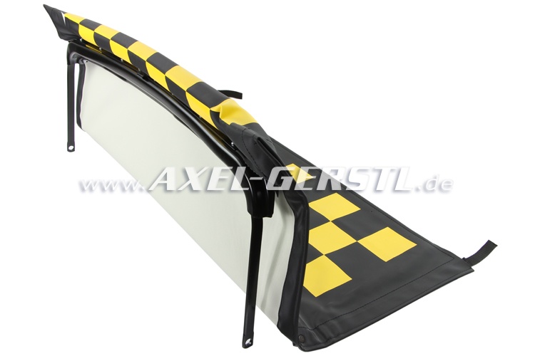 Convertible top w. front bow + middle stick, black/yellow