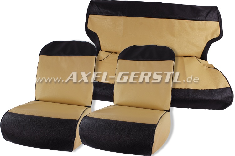 Sitzbezüge beige/schwarz, Vipla, kpl. vo. & hi.