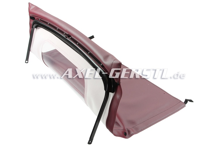 Convertible top w. front bow + middle stick, red w. window
