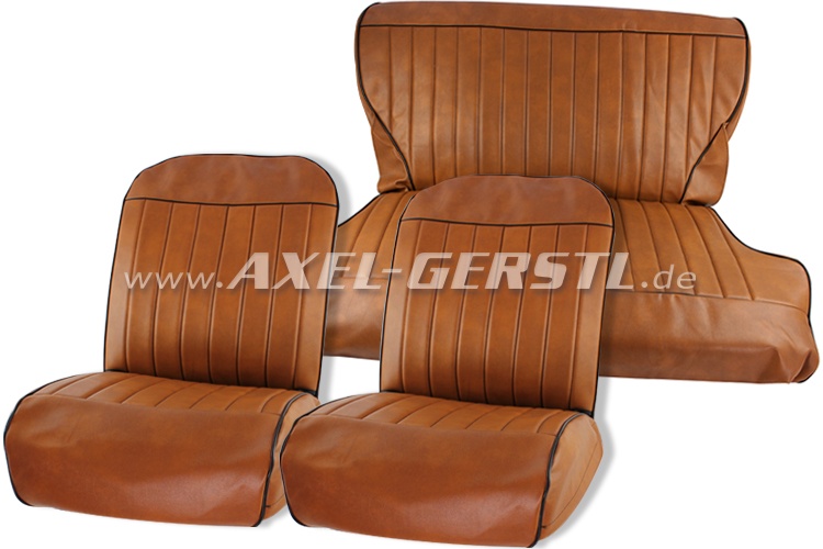 Housses de sièges, verte/crème, Tissu (Vipla), av. et ar. Fiat 500 F  (1965-1970) - Pièces détachées Fiat 500 classique 126 600