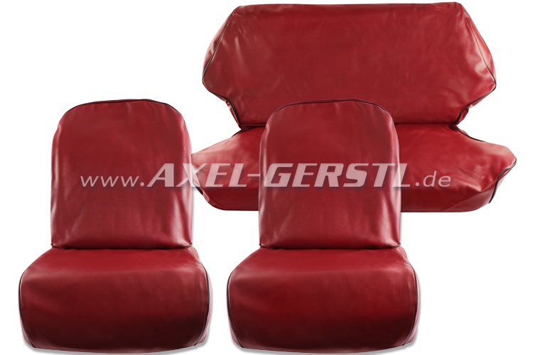 Seat covers, red artificial leather, front & back