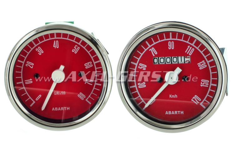 Abarth revcounter and tachometer, 80mm, red dial