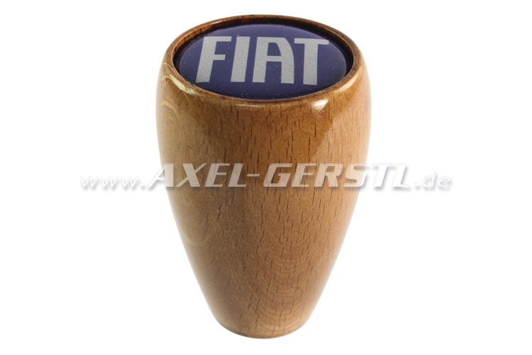 Schakelpookknop met Fiat-logo, van hout, hoogte 60 mm