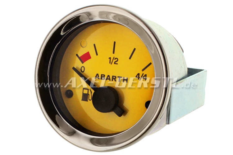 Abarth benzinemeter / brandstofmeter, 52mm, gele wijzerpla