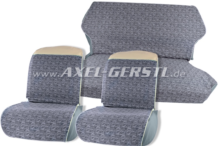 Seat covers, blue/cream-coloured, fabric, front & back