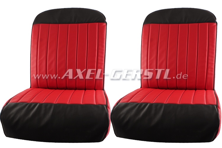 Seat covers front, red/black, art. leather in pairs (2x2 p.)