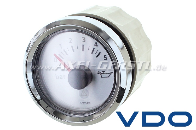VDO oil pressure gauge (up to 5 bar), 52 mm, white dial