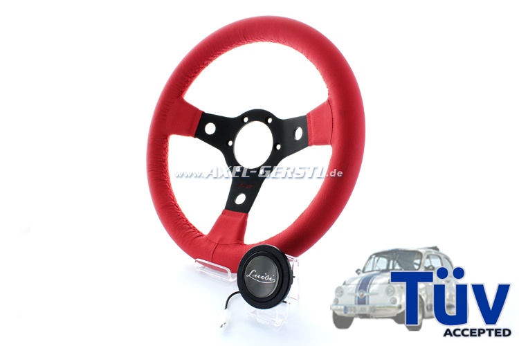 Luisi sport-steering wheel Libeccio, red leather/b. spokes