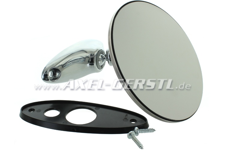 Wing mirror, door mounting left/right, chrome, round