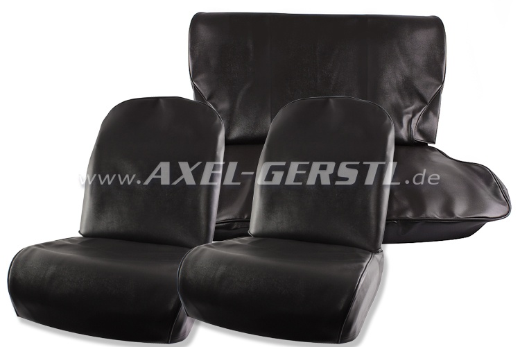 Seat covers, black, artificial leather, front & back