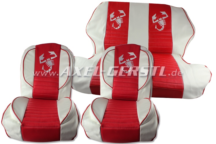 Sitzbezüge rot/weiß Skorpion, Kunstleder kpl. vo. & hi.