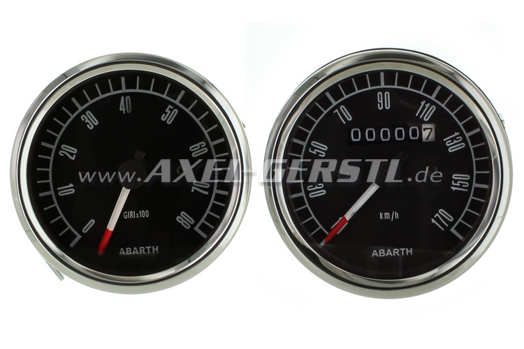 Abarth revcounter and tachometer, 80mm, black dial