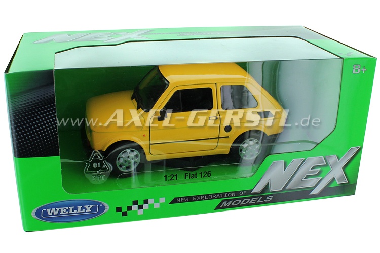 Modello dauto Welly Fiat 126, 1:24, giallo