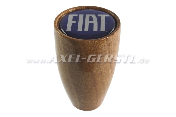 Schakelpookknop met Fiat-logo, van hout, hoogte 63 mm