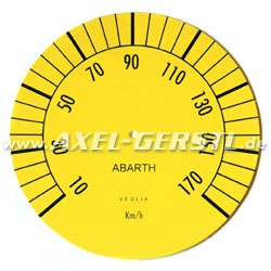 Abarth Veglia dial for speedometer, yellow
