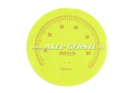 Abarth Jaeger dial for revcounter, yellow