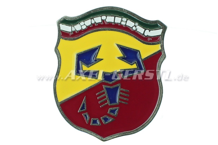 Abarth emblem coat of arms tricolore 60 x 70 mm, screw-mo.