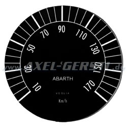 Abarth Veglia dial for speedometer, black