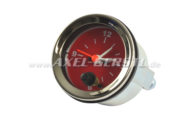 Clock gauge, red, 52mm