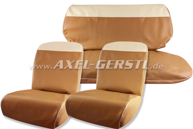 Seat cover beige/white top, artificial leather, front & back