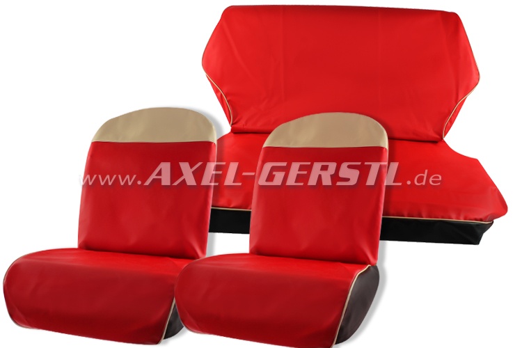 Sitzbezüge rot/wß. Oberkante, Vipla, kpl. vo. & hi.