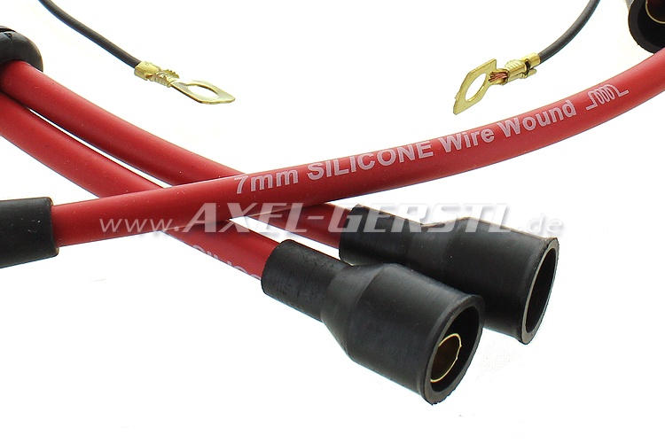 Lot de câble d'allumage, rouge (silicone) Fiat 500 N/D/F/L/R (Fiat  126/126P) - Pièces détachées Fiat 500 classique 126 600