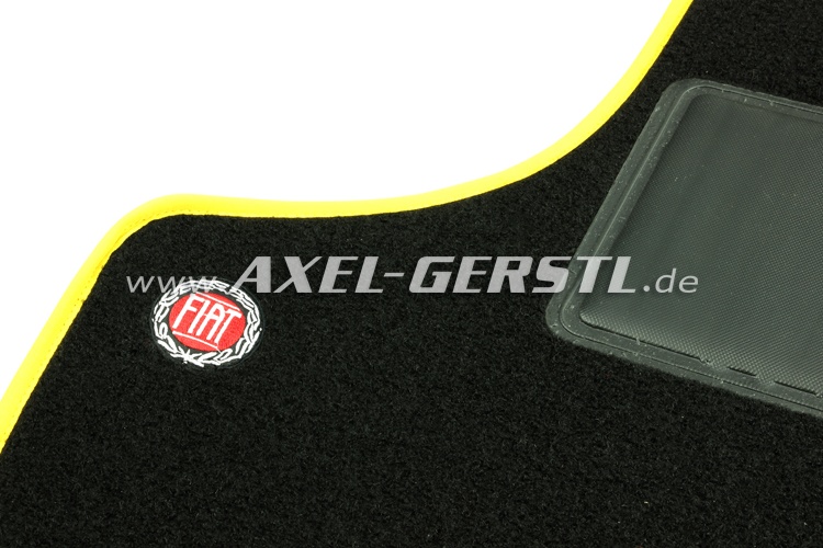 Abarth-Fußmattensatz (gelb/schwarz) mit Wappen, klein Fiat 500 bis