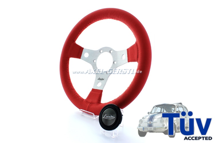 Luisi sport-steering wheel Libeccio F, red leather / alu