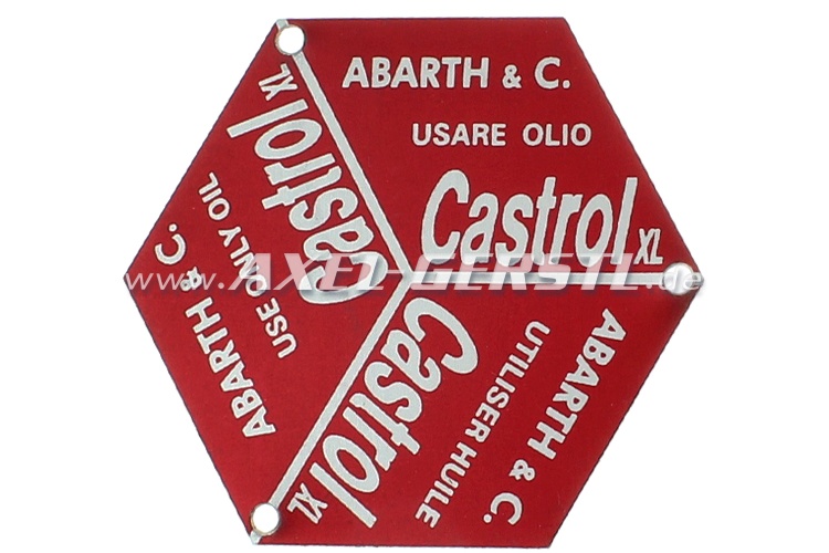Emblem for oil filler lid, Abarth Castrol