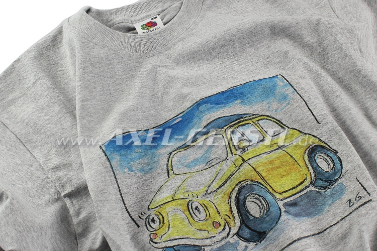 T-Shirt, 'Fiat 500 Comic' (grey shirt), size L Fiat 500 - Spare parts Fiat  500 classic 126 600 onderdelen | Axel Gerstl