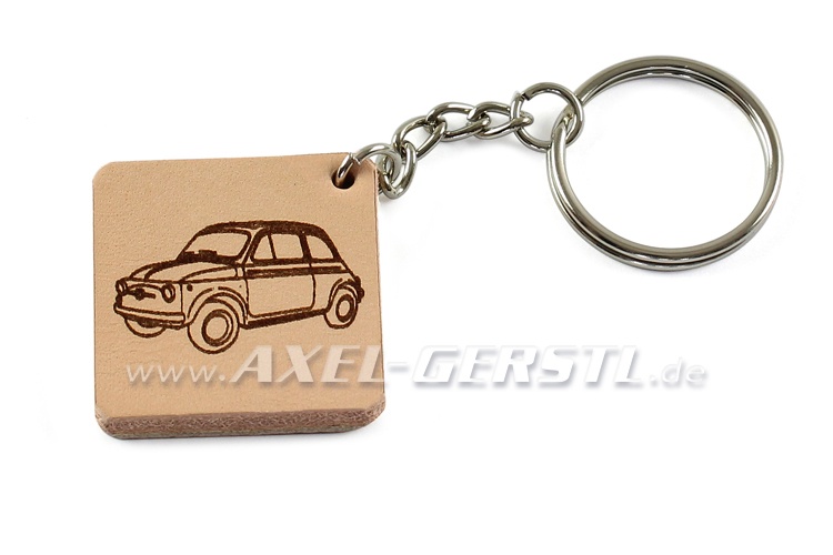 Porte-clés Fiat 500 D, cuir, fait à la main