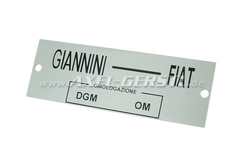 Giannini logo Type Plate (aluminum)