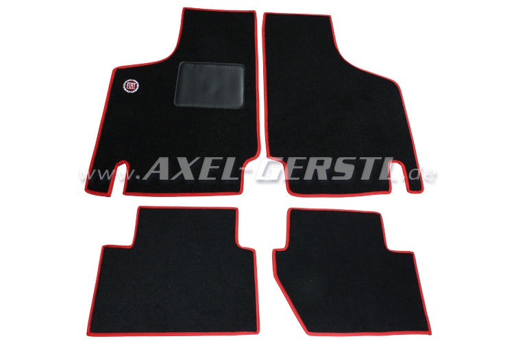 Set of foot mats Fiat (red/black) exact fit, w. logo small