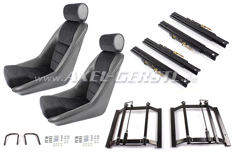 Bucket seat complete set, black fabric (in pairs)