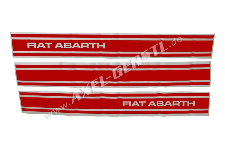 Set of 3 stickers Abarth, sideways, red (w/o number)