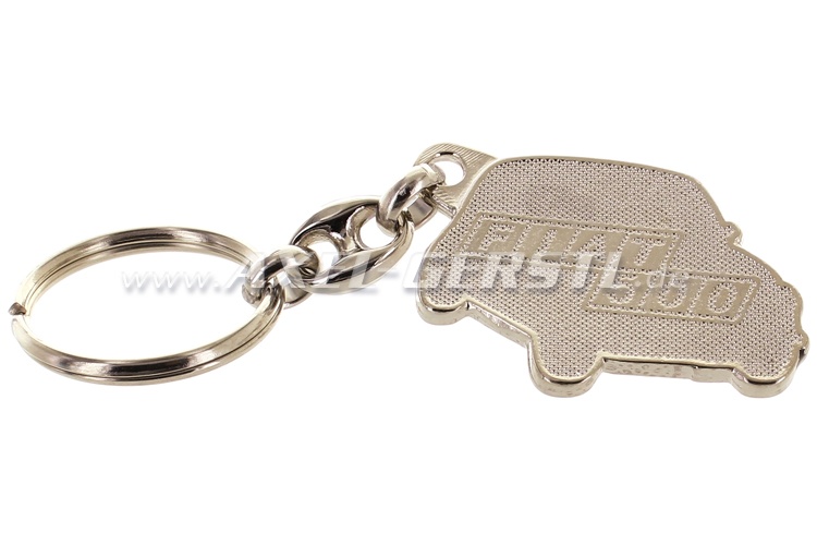 Schlüsselanhänger Fiat 500, weiß, Metall