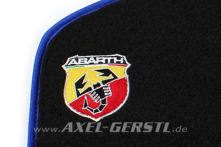 Lot de tapis de sol (noir/bleu) avec logo Abarth Fiat 500 jusqu'à '75 /  Abarth / 126 / 600 - Pièces détachées Fiat 500 classique 126 600 | Axel  Gerstl