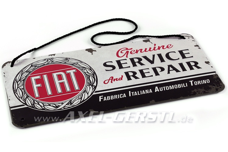 Vintage style metal plate Fiat service and repair