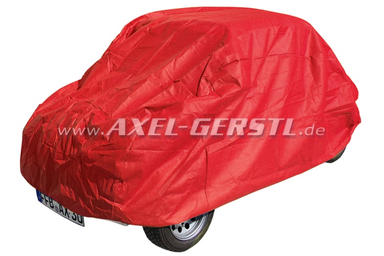 Car cover 'Puff' with fleece, red Fiat 500/126 - Spare parts Fiat 500  classic 126 600 onderdelen | Axel Gerstl