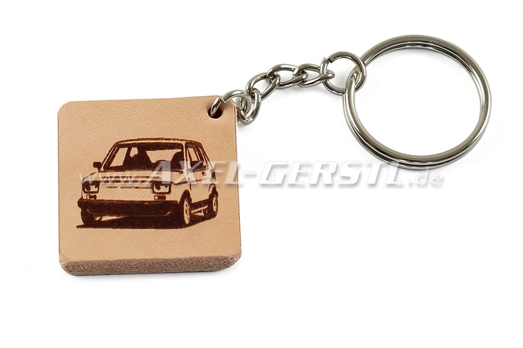Schlüsselanhänger Motiv Fiat 126, Leder, Handarbeit